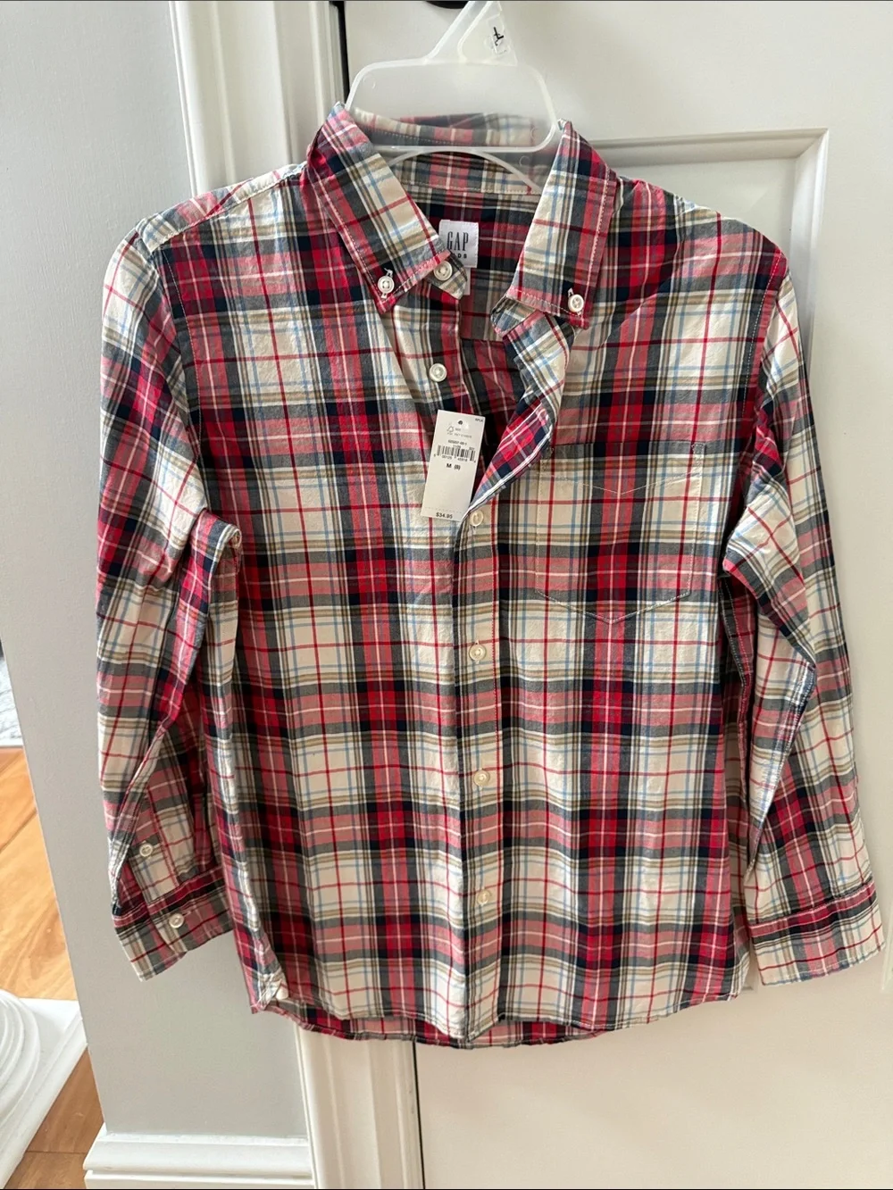 GAP Red and Cream Plaid Button-Down Shirt